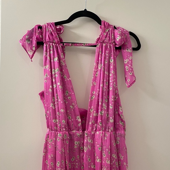 Sabina Musayev Terranova/Kimber Floral Chiffon Midi Dress - Large, Fuchsia/Pink - Picture 6 of 15